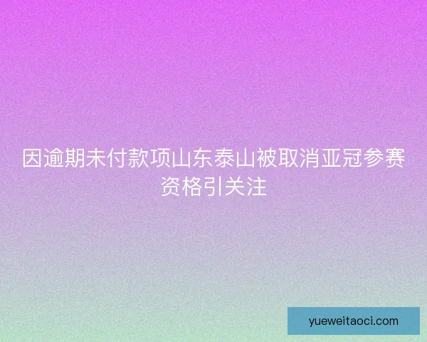 因逾期未付款项山东泰山被取消亚冠参赛资格引关注
