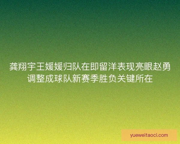 龚翔宇王媛媛归队在即留洋表现亮眼赵勇调整成球队新赛季胜负关键所在